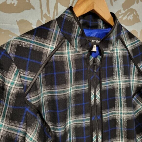 Blue Green Plaid Zip Blazer Jacket Women’s Sz 12 - Picture 5 of 12